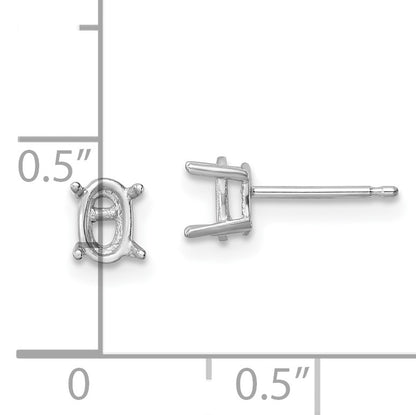 14k White Gold 6x4mm Oval Post Earring Mountings