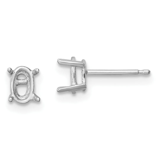 14k White Gold 6x4mm Oval Post Earring Mountings