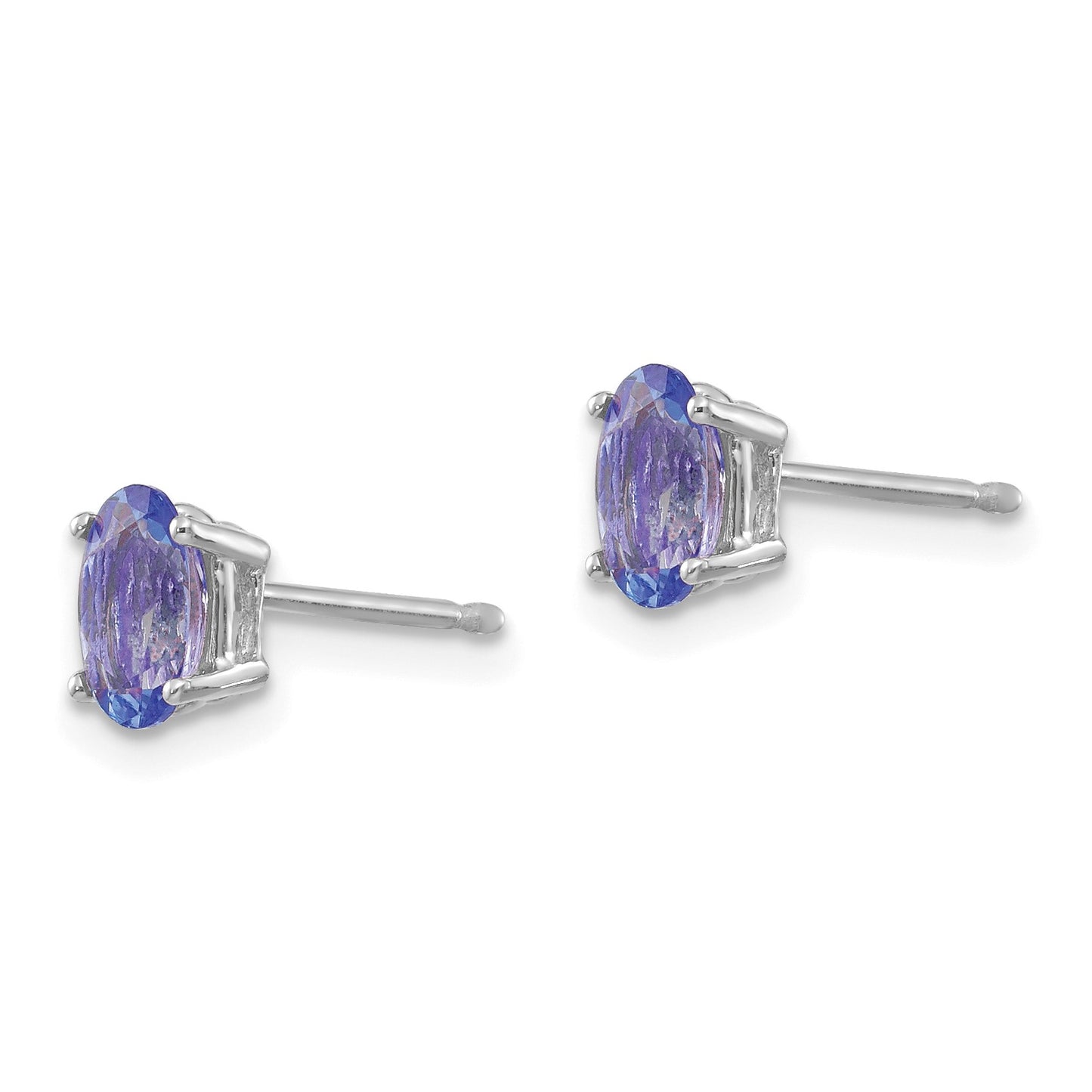 14k White Gold 6x4mm Oval Tanzanite Post Earrings