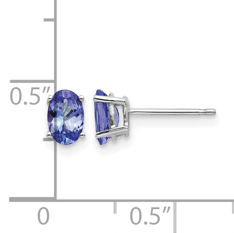 14k White Gold 6x4mm Oval Tanzanite Post Earrings
