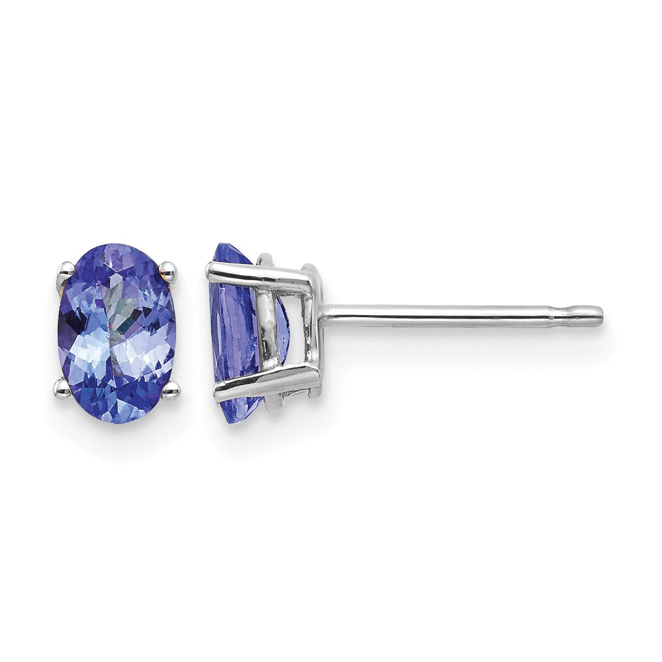 14k White Gold 6x4mm Oval Tanzanite Post Earrings