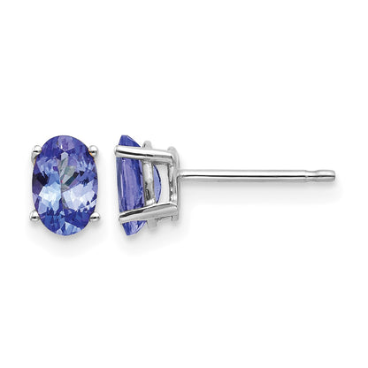 14k White Gold 6x4mm Oval Tanzanite Post Earrings