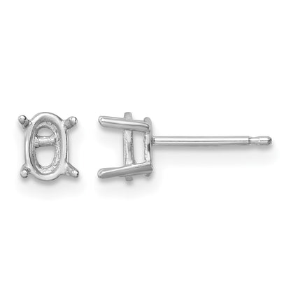 14k White Gold 6x4mm Oval Post Earring Mountings