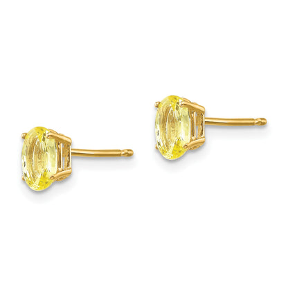 14k 6x4mm Oval Yellow Sapphire Post Earrings