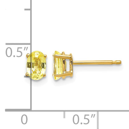 14k 6x4mm Oval Yellow Sapphire Post Earrings