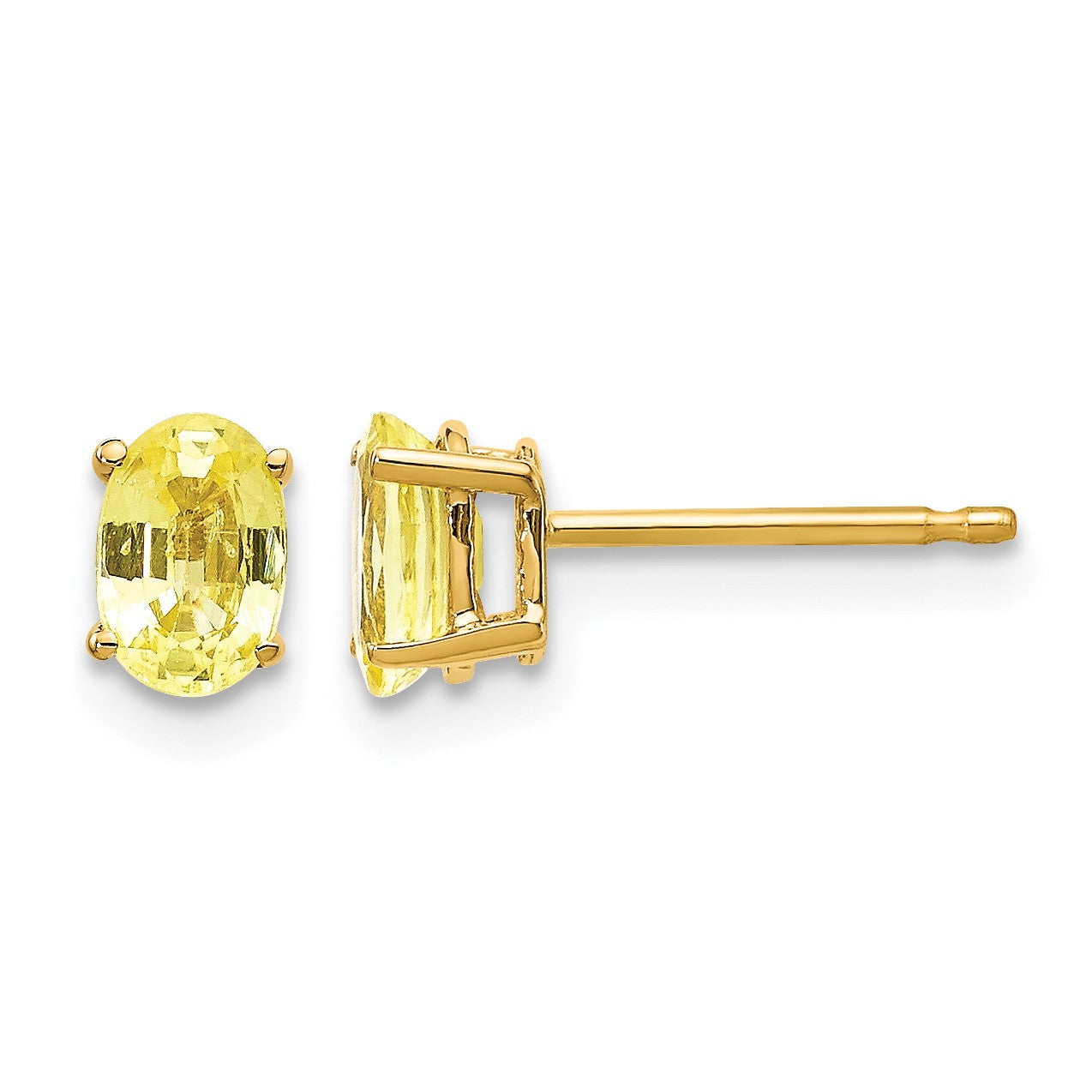14k 6x4mm Oval Yellow Sapphire Post Earrings