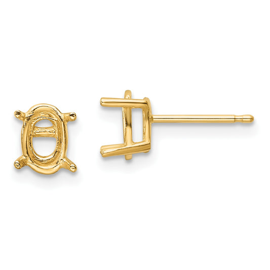 14k 7x5 Oval Post Earring Mountings