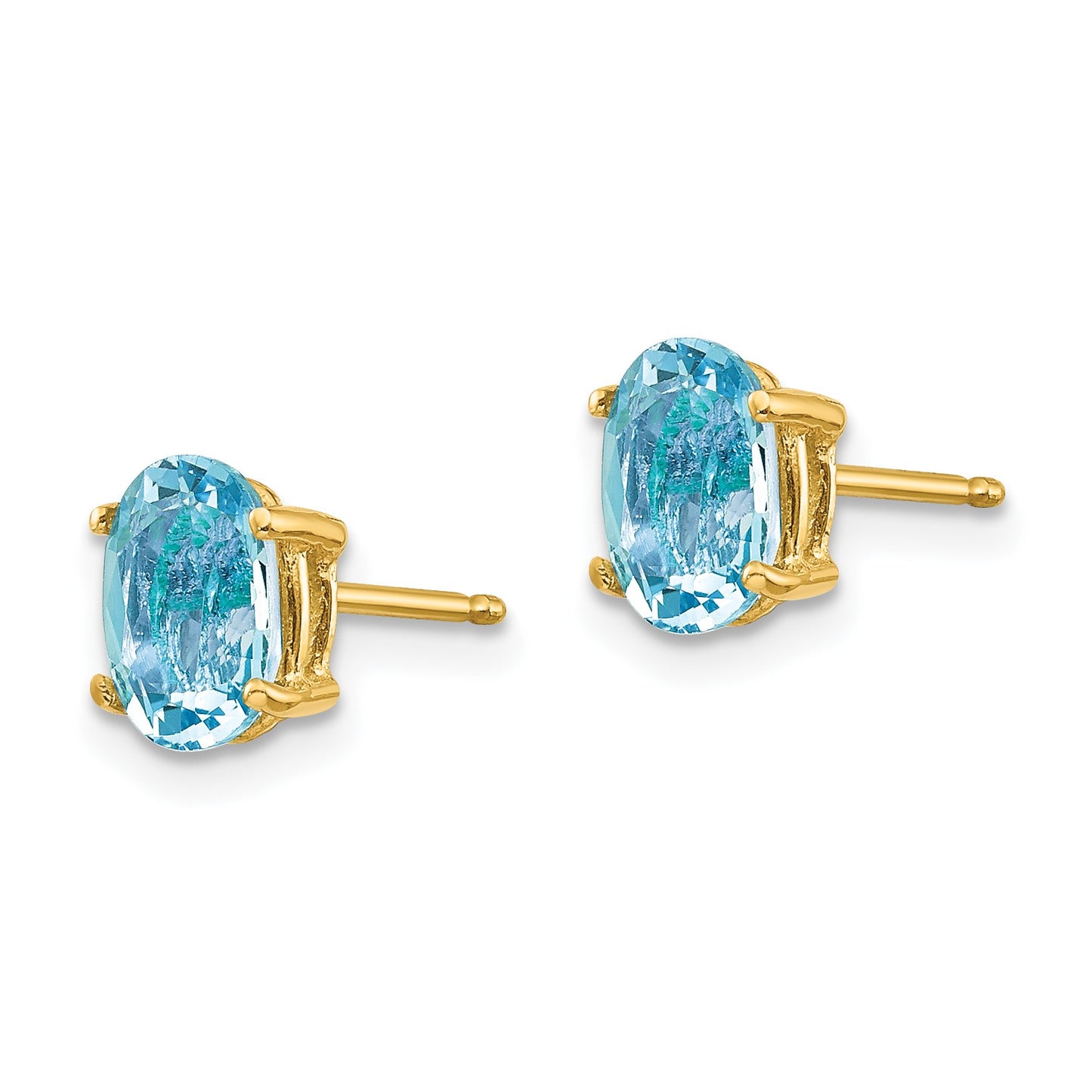 14k 7x5mm Oval Aquamarine Post Earrings