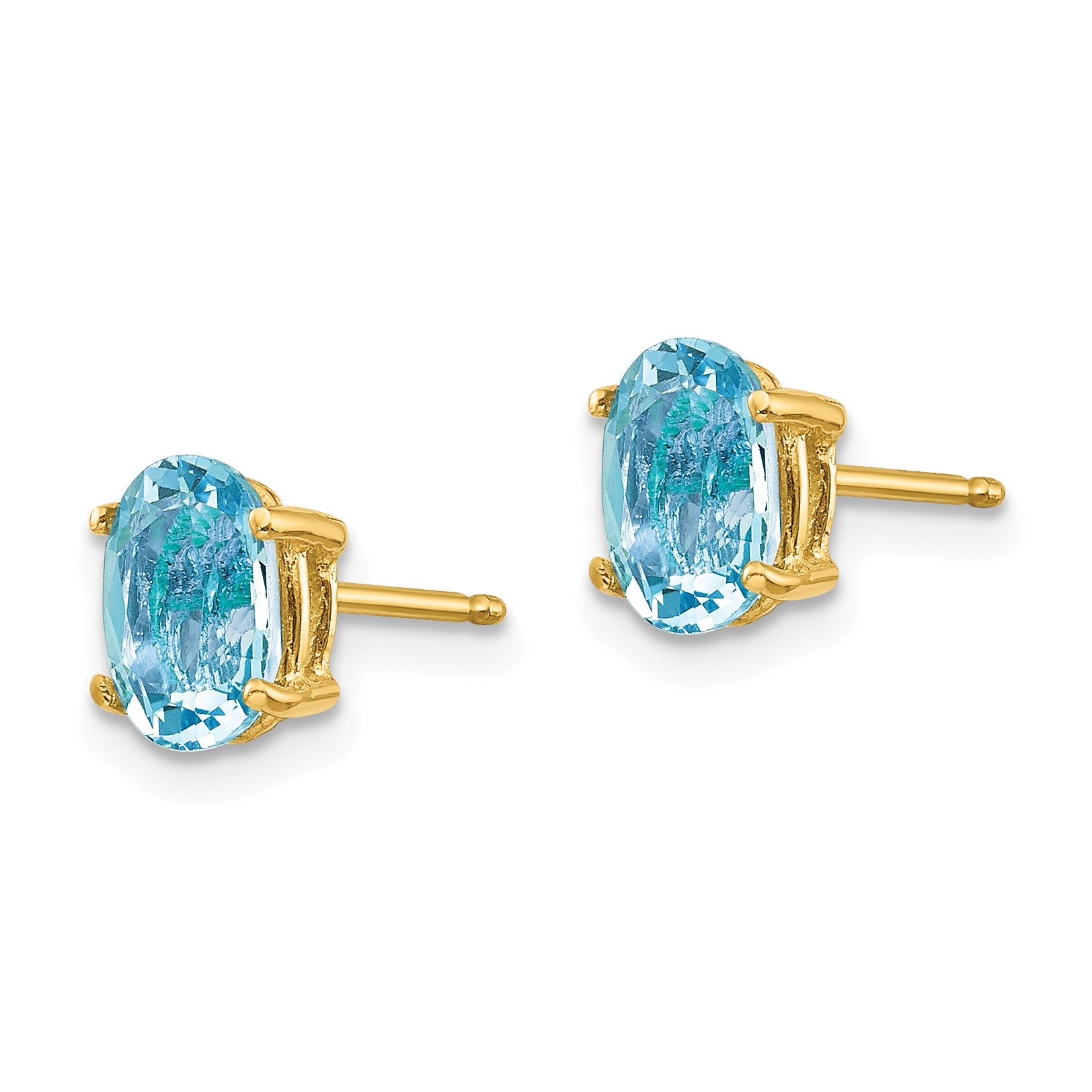 14k 7x5mm Oval Aquamarine Post Earrings