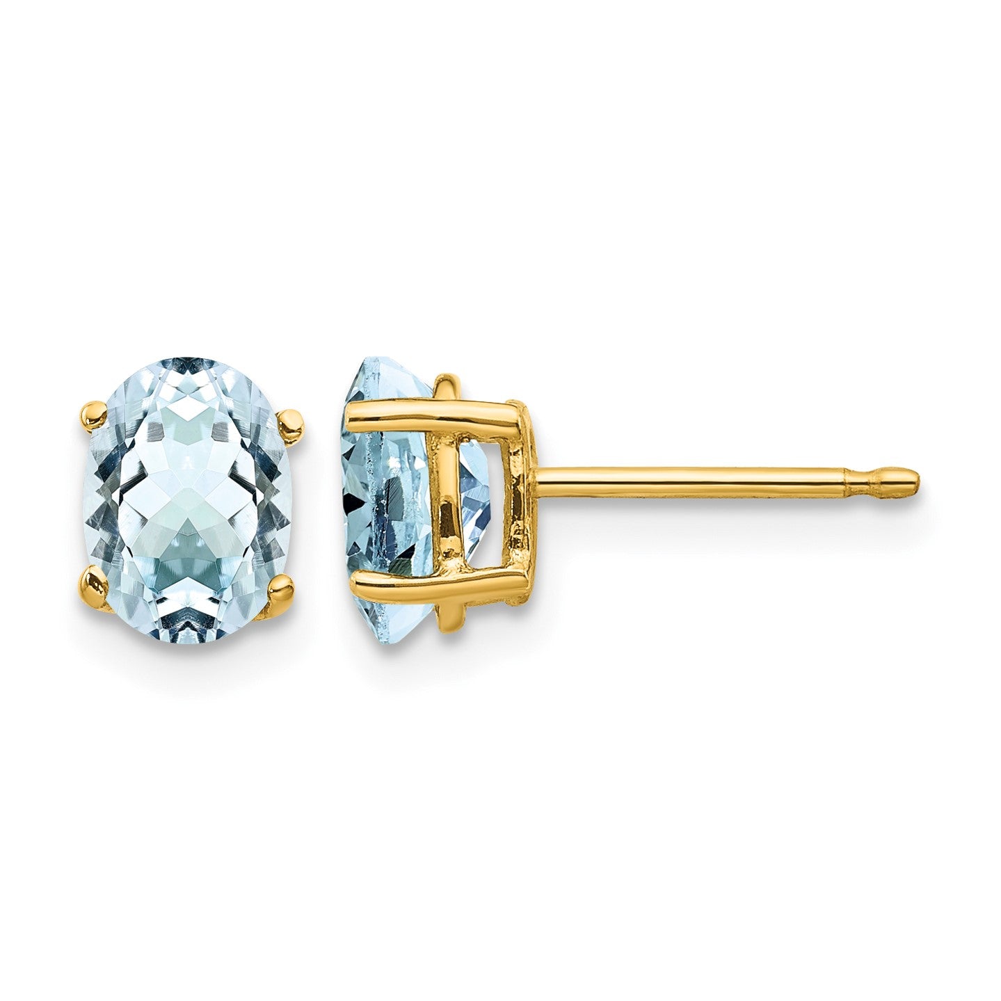 14k 7x5mm Oval Aquamarine Post Earrings