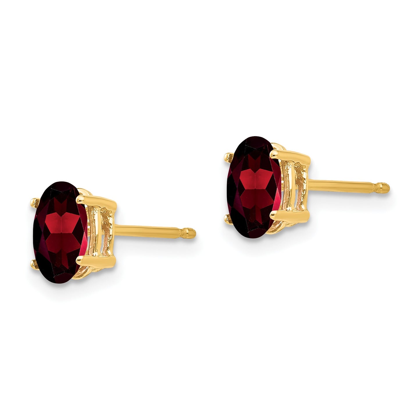 14k 7x5mm Oval Garnet Post Earrings