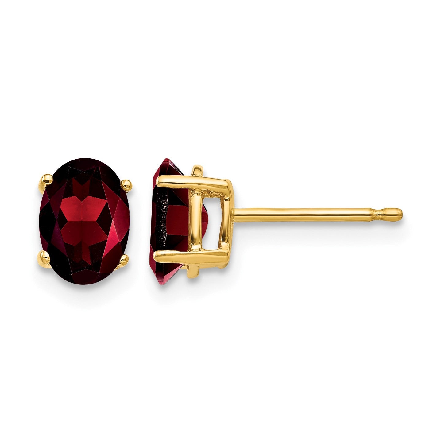 14k 7x5mm Oval Garnet Post Earrings