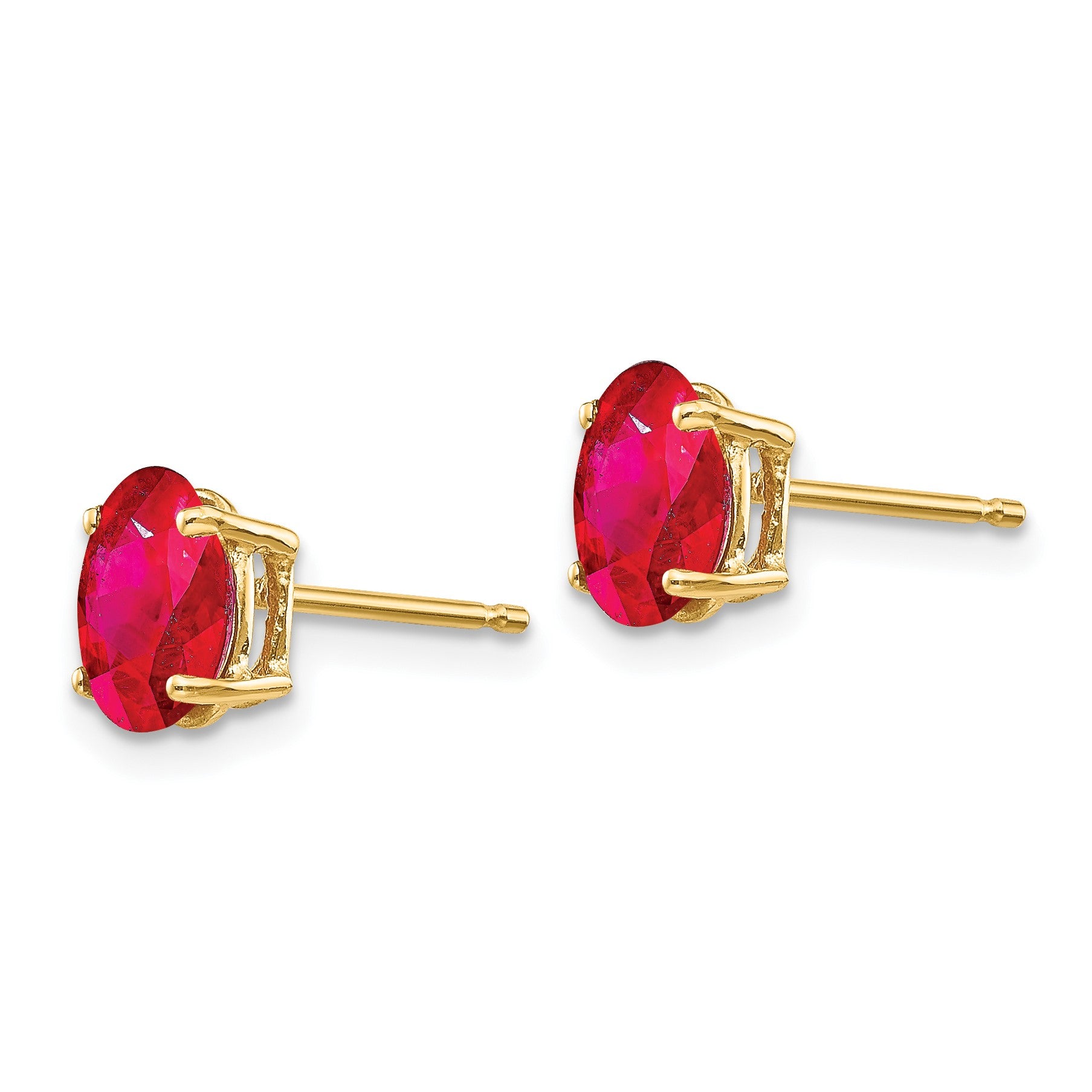 14k 7x5mm Oval Ruby Post Earrings