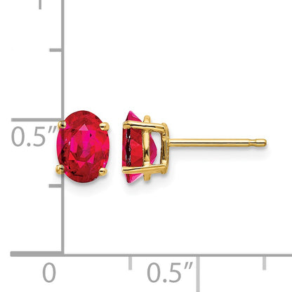 14k 7x5mm Oval Ruby Post Earrings