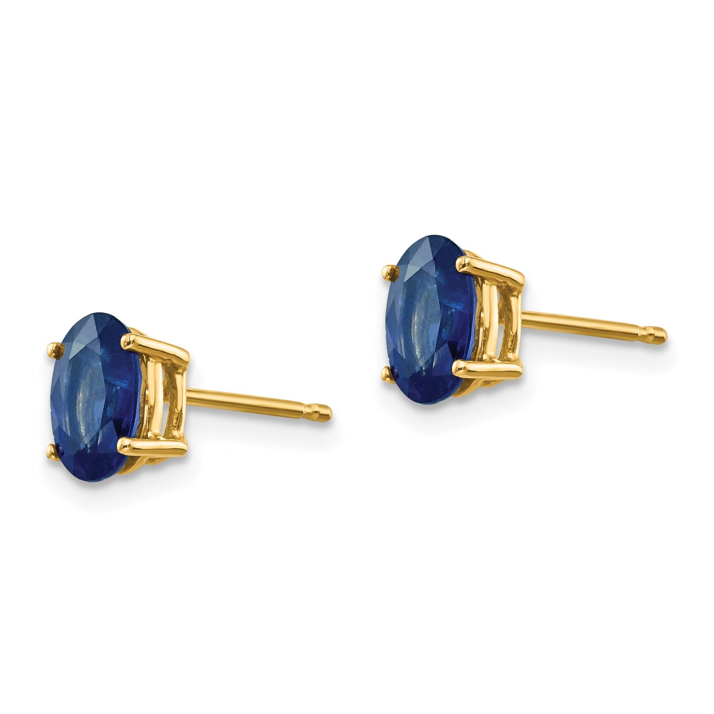 14k 7x5mm Oval Sapphire Post Earrings