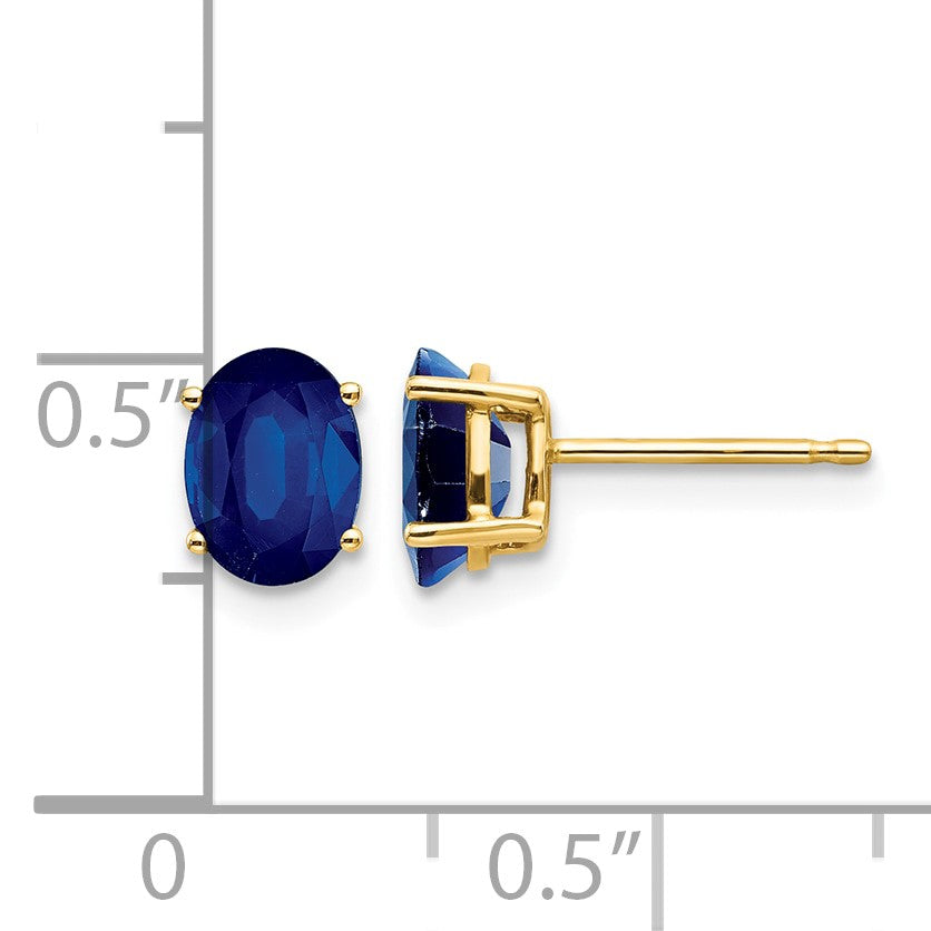 14k 7x5mm Oval Sapphire Post Earrings