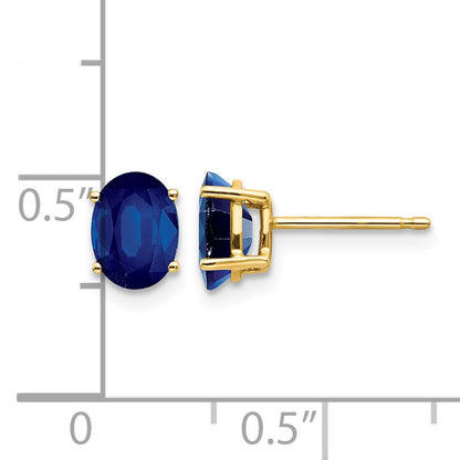 14k 7x5mm Oval Sapphire Post Earrings