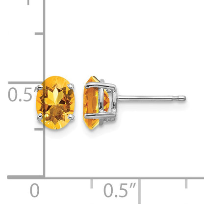 14k White Gold 7x5mm Oval Citrine Post Earrings
