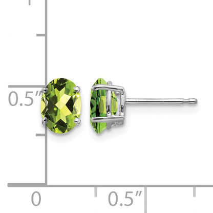 14k White Gold 7x5mm Oval Peridot Post Earrings