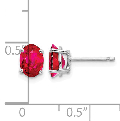 14k White Gold 7x5mm Oval Ruby Post Earrings