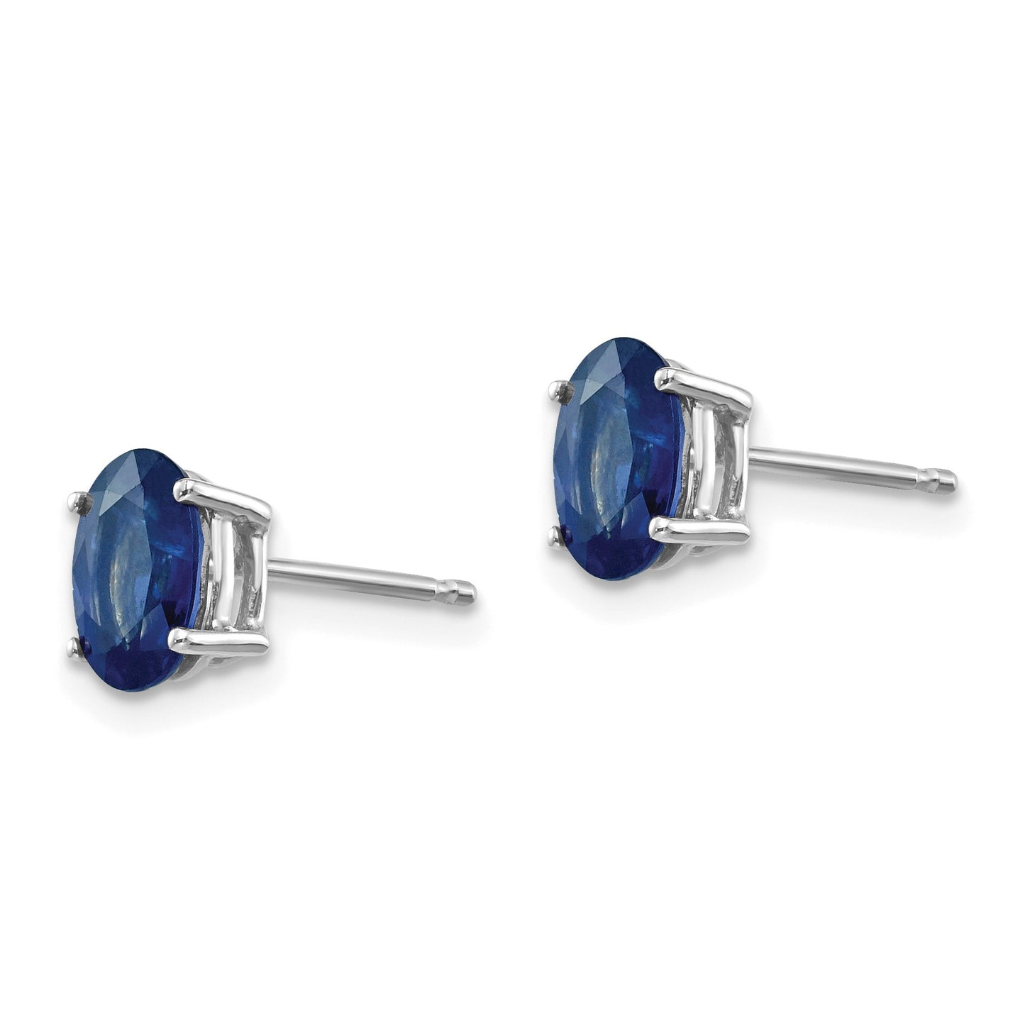 14k White Gold 7x5mm Oval Sapphire Post Earrings