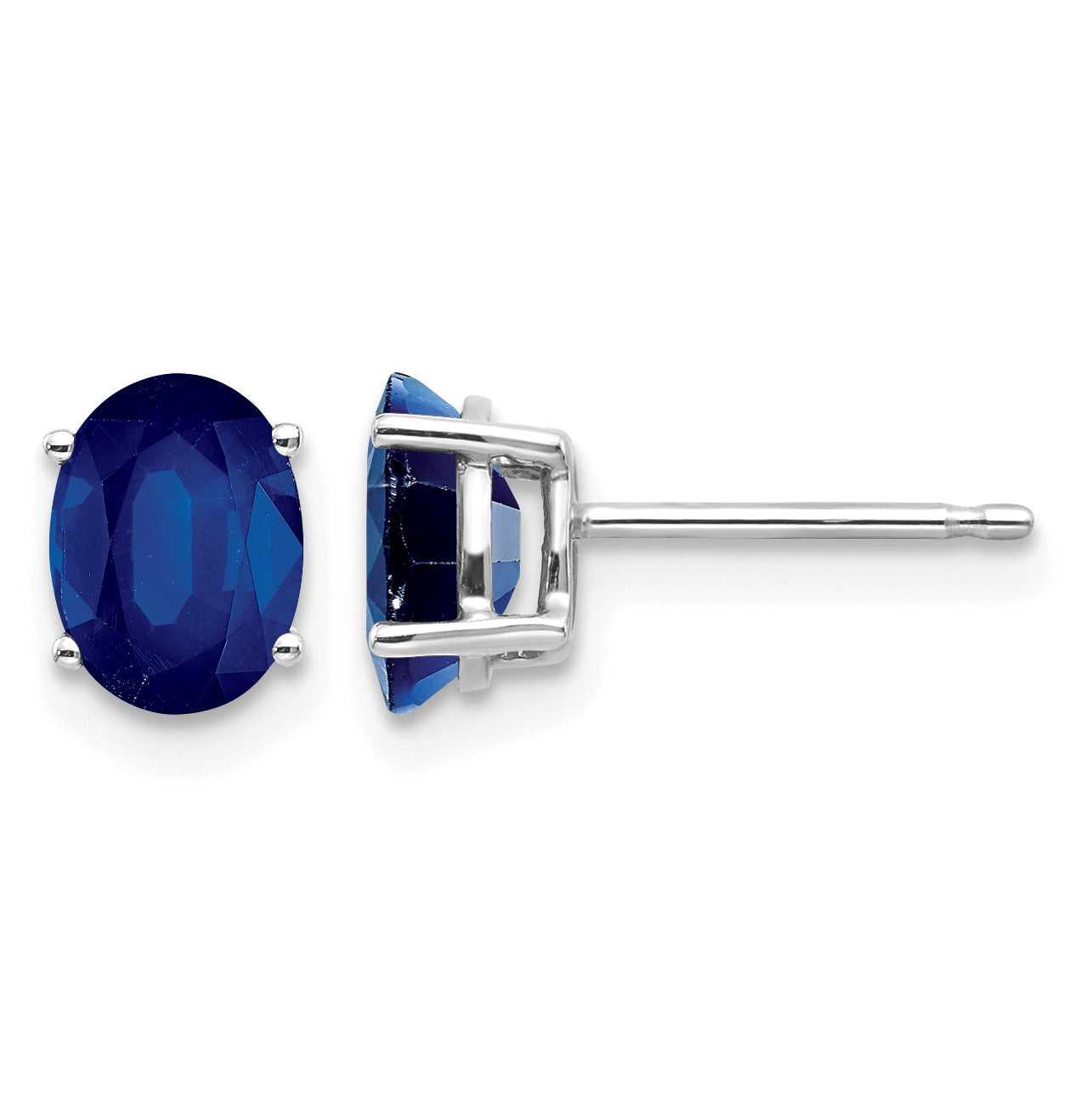 14k White Gold 7x5mm Oval Sapphire Post Earrings