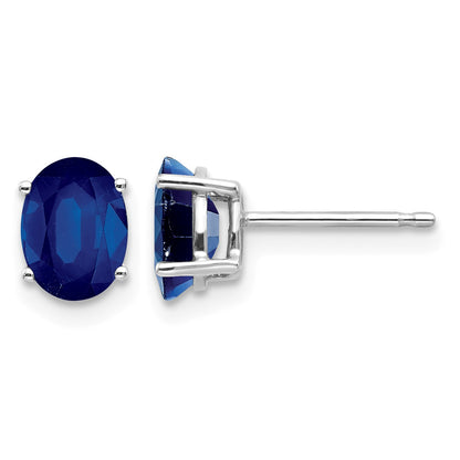 14k White Gold 7x5mm Oval Sapphire Post Earrings