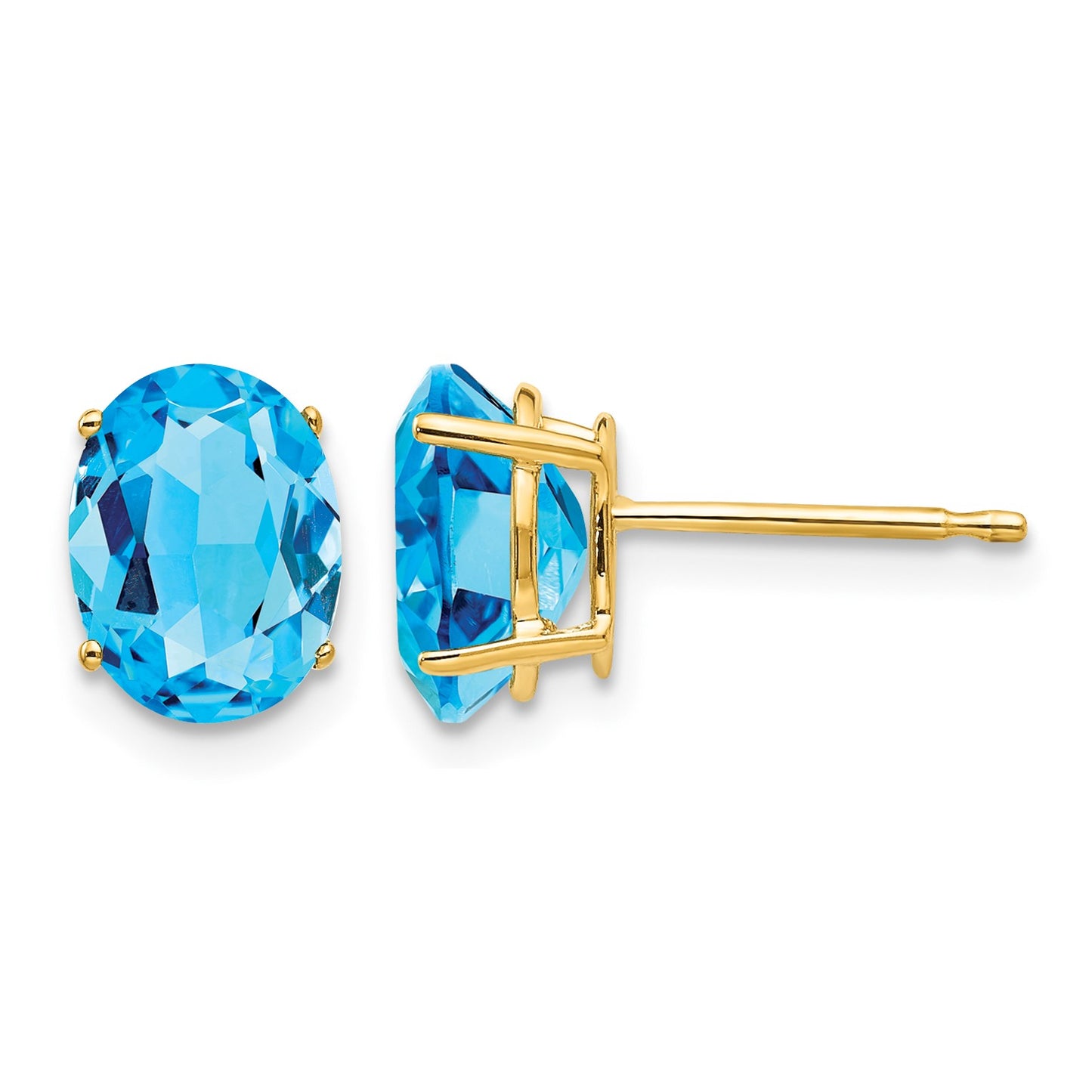 14k 8x6mm Oval Blue Topaz Post Earrings