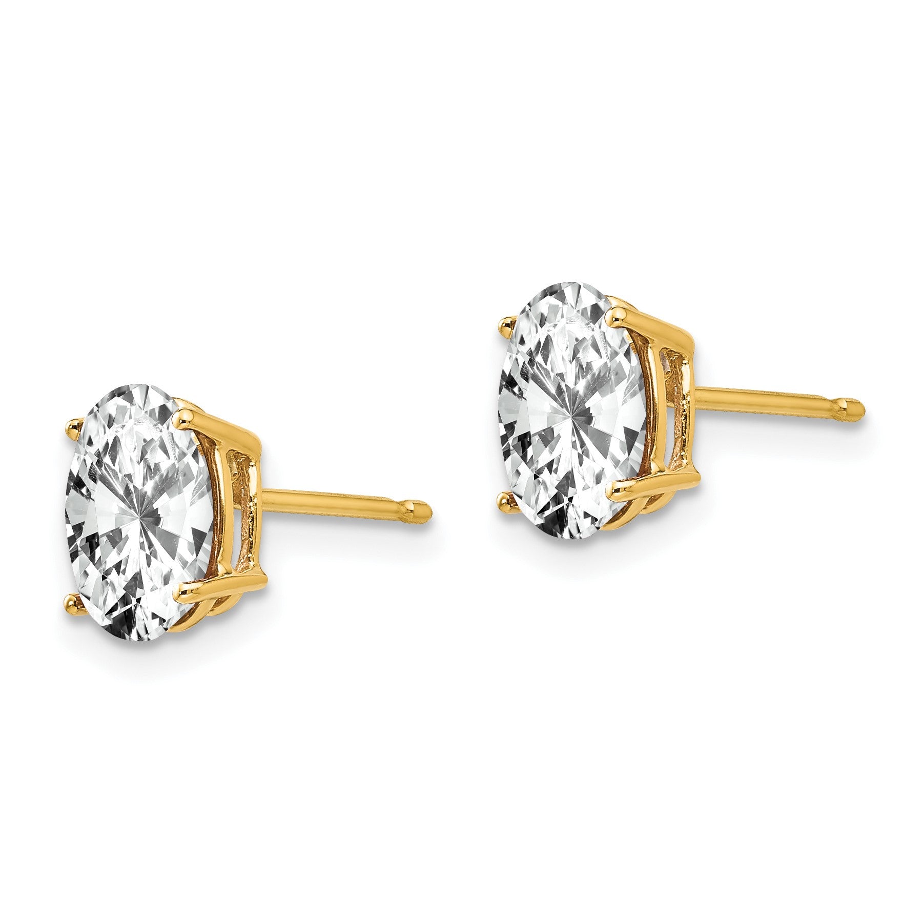 14k 8x6mm Oval Cubic Zirconia Post Earrings