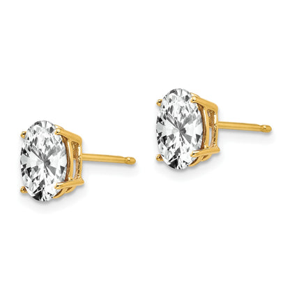 14k 8x6mm Oval Cubic Zirconia Post Earrings
