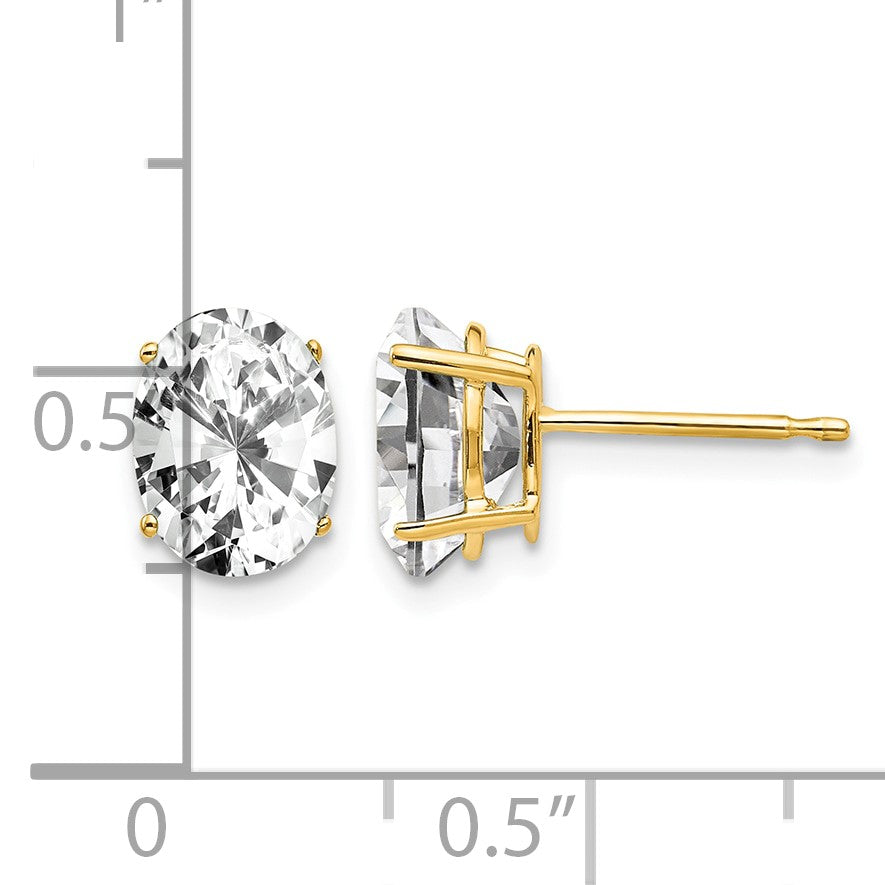 14k 8x6mm Oval Cubic Zirconia Post Earrings