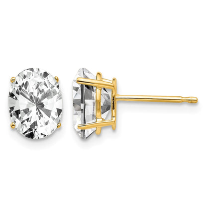 14k 8x6mm Oval Cubic Zirconia Post Earrings
