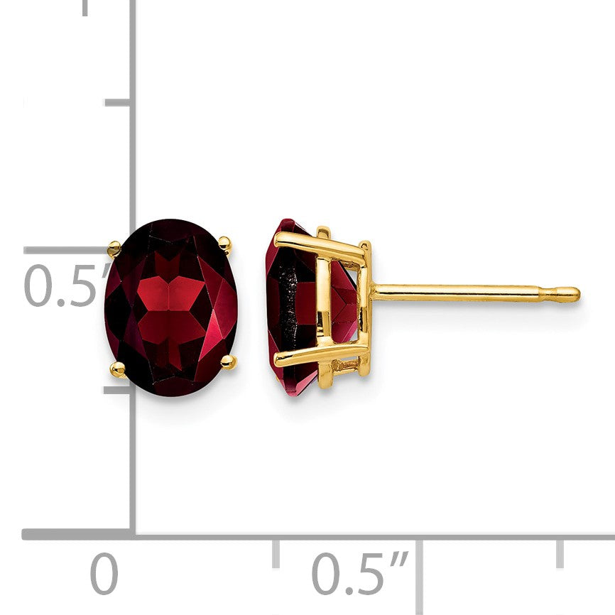 14k 8x6mm Oval Garnet Post Earrings