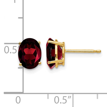 14k 8x6mm Oval Garnet Post Earrings