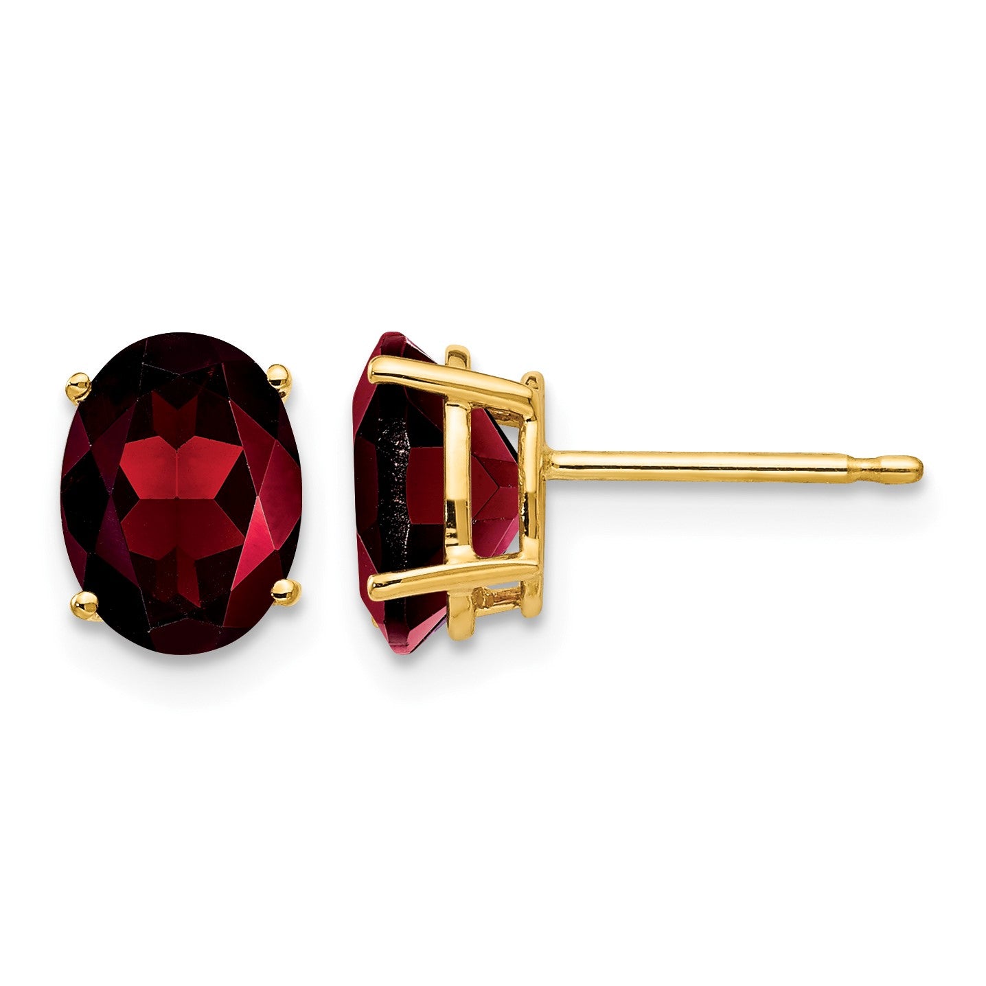 14k 8x6mm Oval Garnet Post Earrings