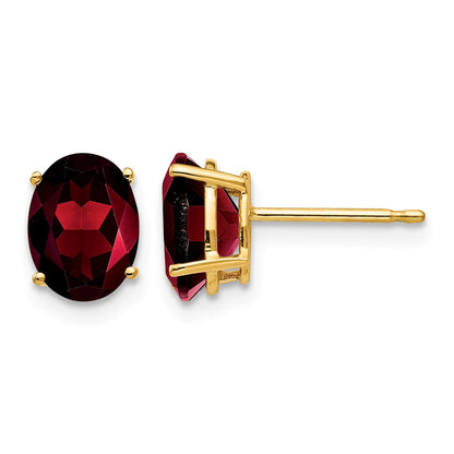 14k 8x6mm Oval Garnet Post Earrings