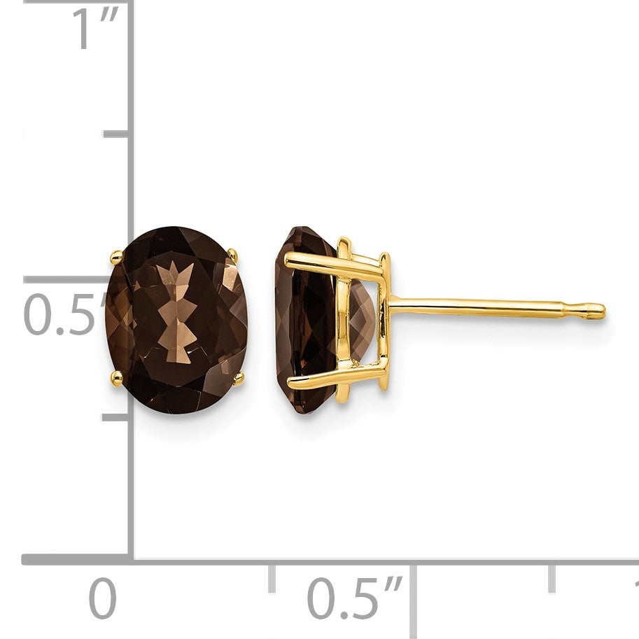 14k 8x6mm Oval Smoky Quartz Post Earrings