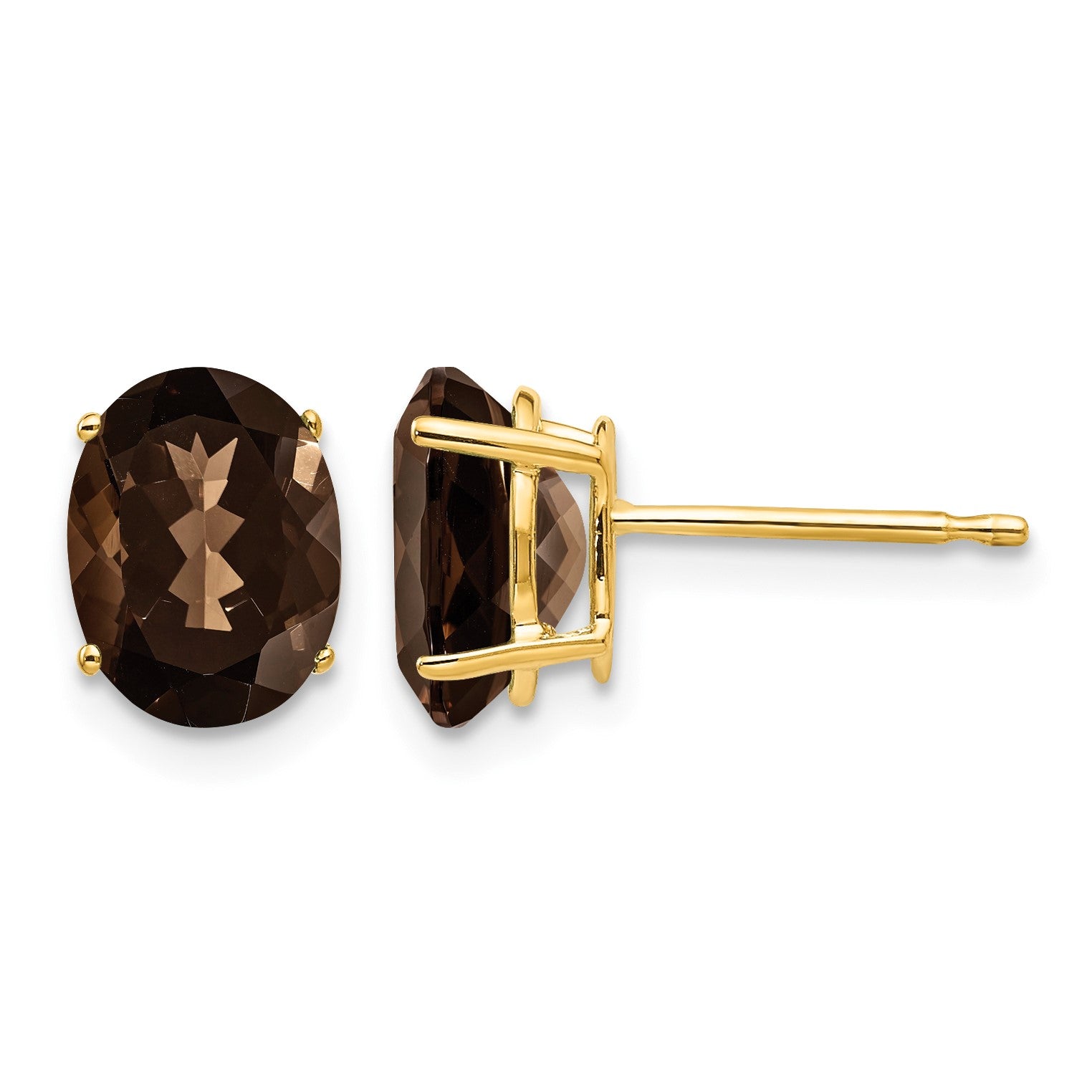 14k 8x6mm Oval Smoky Quartz Post Earrings