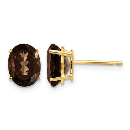 14k 8x6mm Oval Smoky Quartz Post Earrings