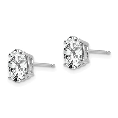 14k White Gold 8x6mm Oval Cubic Zirconia Post Earrings
