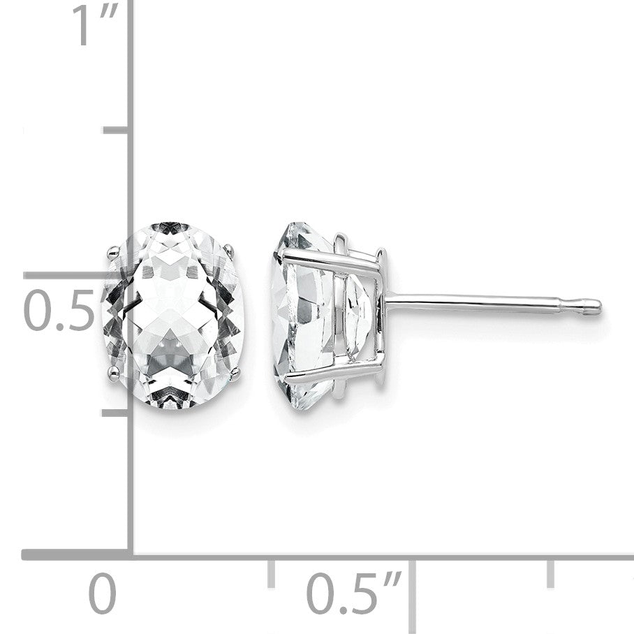 14k White Gold 8x6mm Oval Cubic Zirconia Post Earrings
