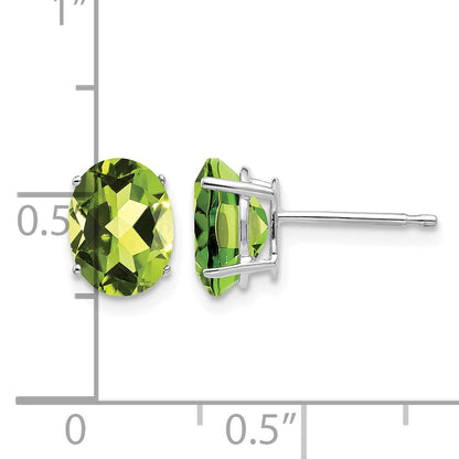 14k White Gold 8x6mm Oval Peridot Post Earrings