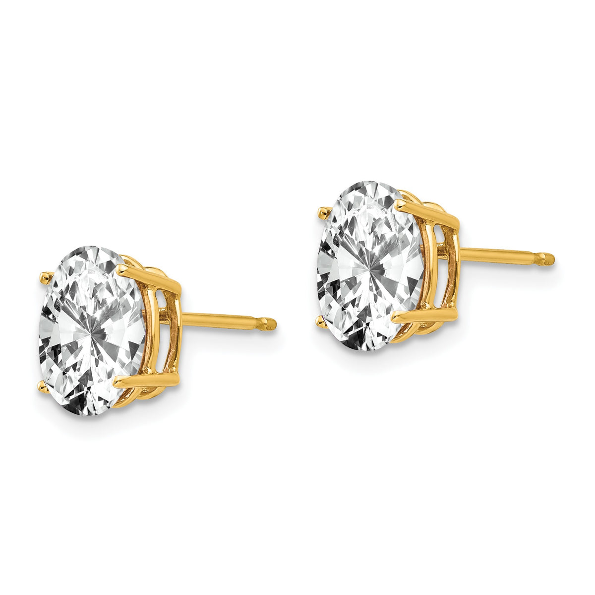 14k 9x7mm Oval Cubic Zirconia Post Earrings