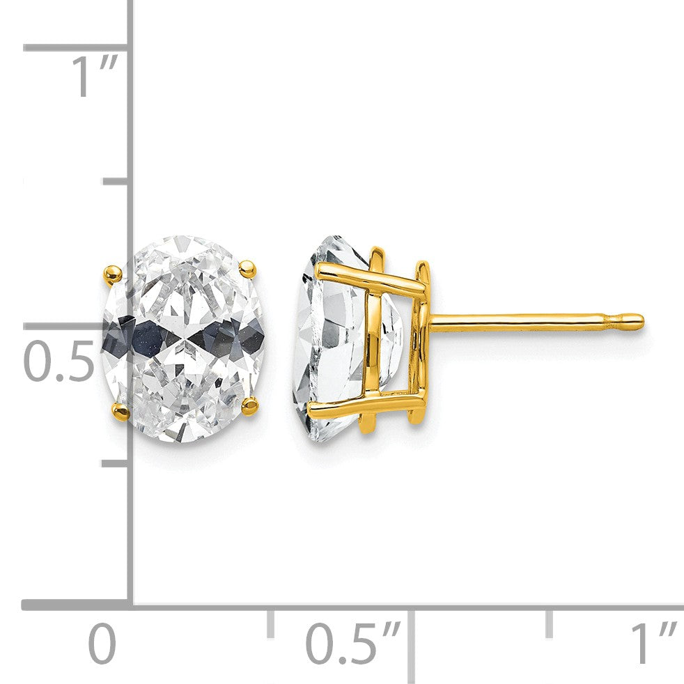 14k 9x7mm Oval Cubic Zirconia Post Earrings