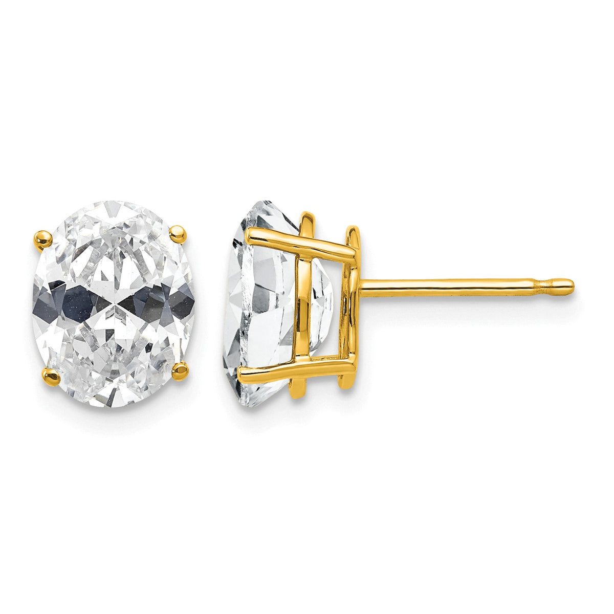 14k 9x7mm Oval Cubic Zirconia Post Earrings