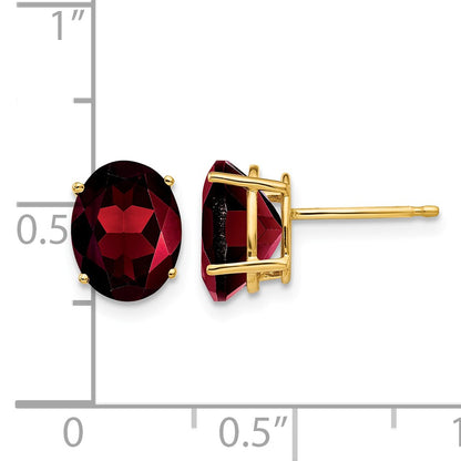 14k 9x7mm Oval Garnet Post Earrings