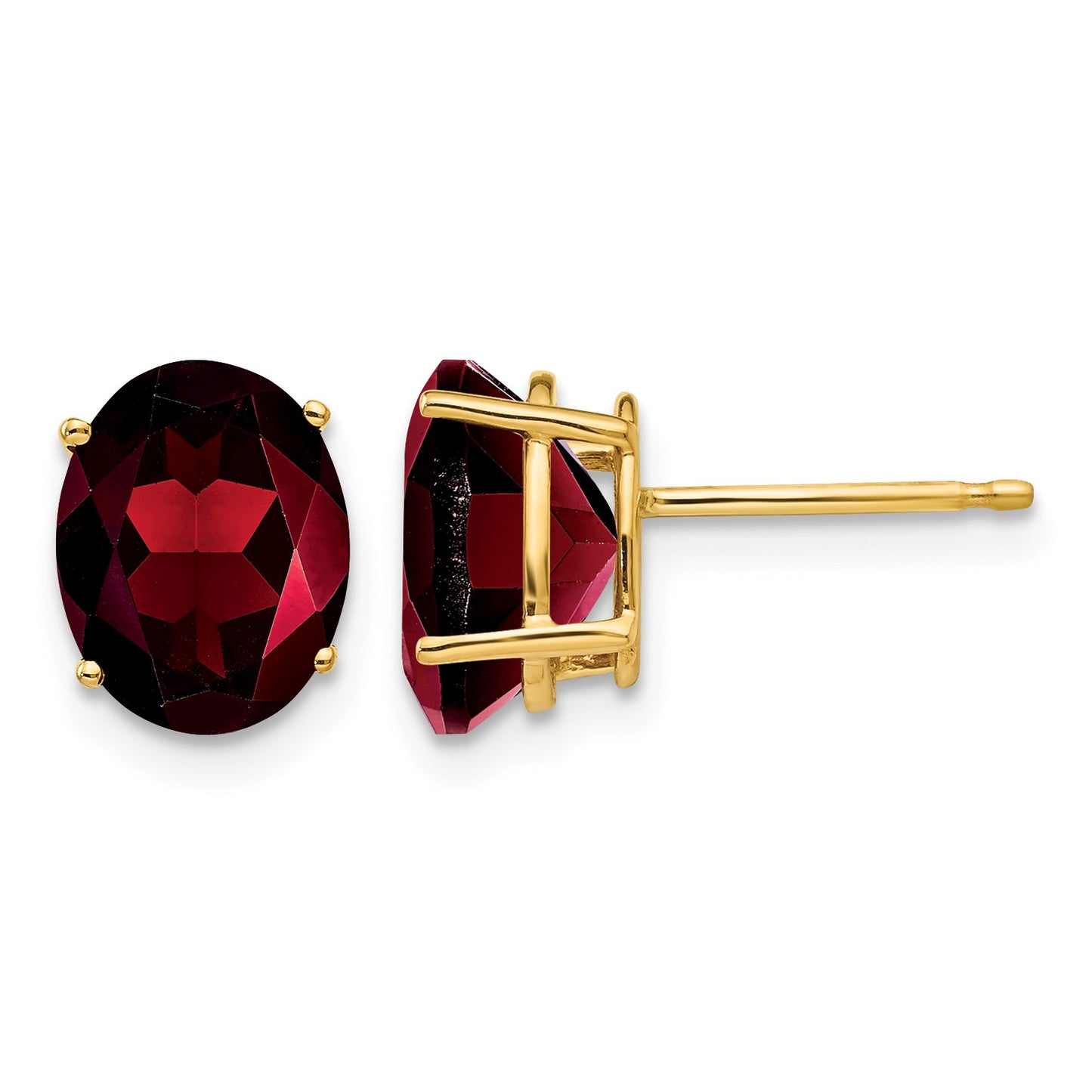 14k 9x7mm Oval Garnet Post Earrings