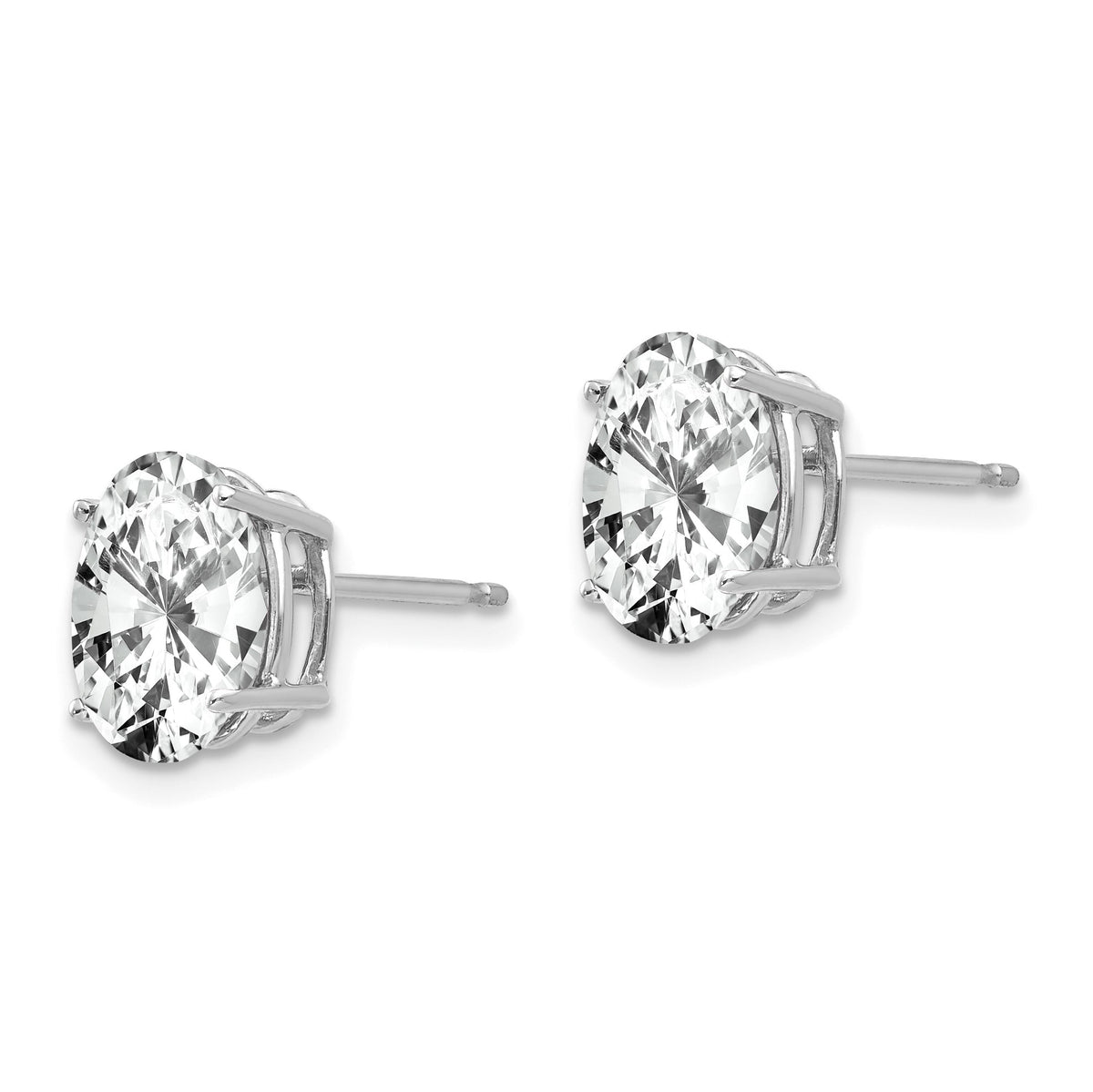 14k White Gold 9x7mm Oval Cubic Zirconia Stud Earrings
