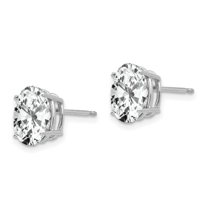 14k White Gold 9x7mm Oval Cubic Zirconia Stud Earrings