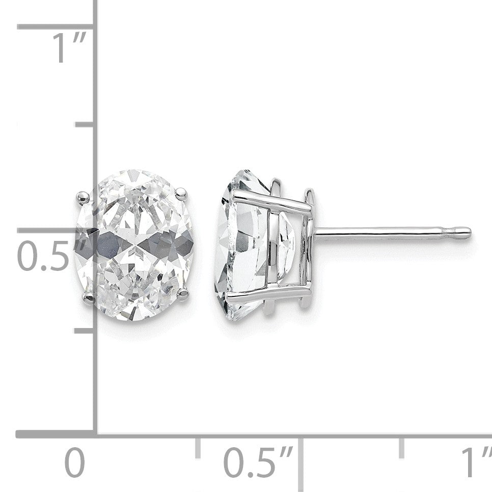14k White Gold 9x7mm Oval Cubic Zirconia Stud Earrings
